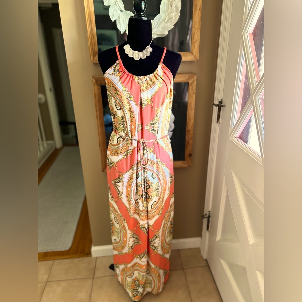 Beautiful multi color halter style maxi dress